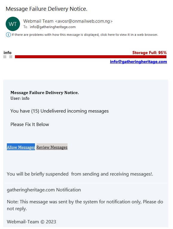 Webmail - Phishing Scam - Alert